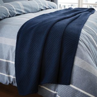 An Image of Harvey Blue Knitted Throw Blue