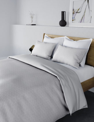 An Image of M&S Pure Cotton Textured Stripe Bedding Set
