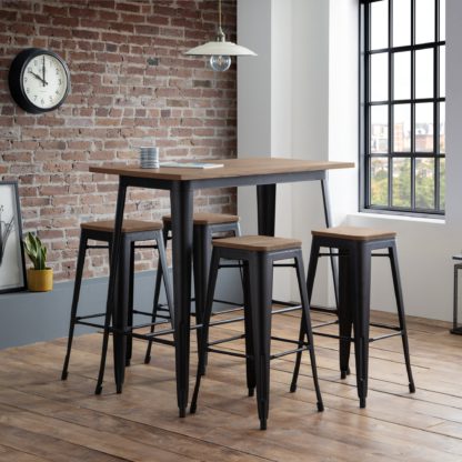An Image of Grafton Bar Table with 2 Spitfire Stools Mocha