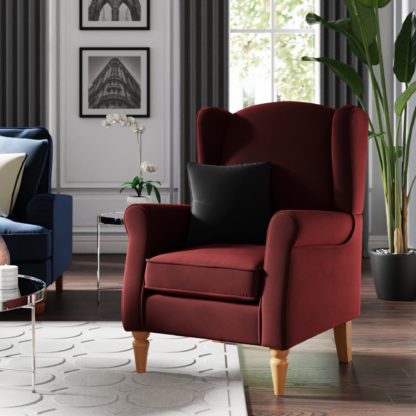 e74b23eb1fc5488ac5a70debf58ffab5ddc9d7c482fdaf538649d010630641d2.jpg An Image of Oswald Self Assembly Velvet Chair Merlot Merlot