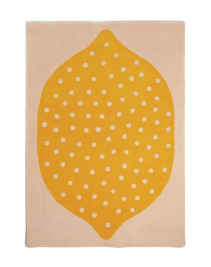 An Image of Habitat Lemon Cut Pile Wool Rug - 140x200cm - Yellow