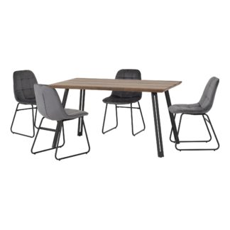 An Image of Quebec Rectangular Oak Effect Dining Table with 4 Lukas Grey Dining Chairs Grey