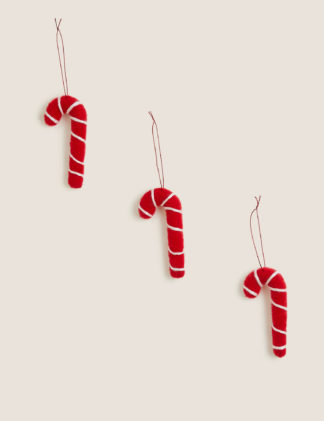 An Image of M&S 3 Pack Hanging Candy Cane Tree Decorations