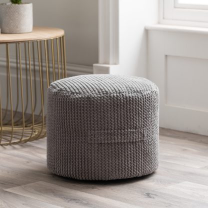 An Image of Kid's Jenson Charcoal Waffle Pouffe Charcoal/White