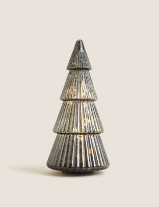 An Image of M&S Large Glass Light Up Tree Decoration