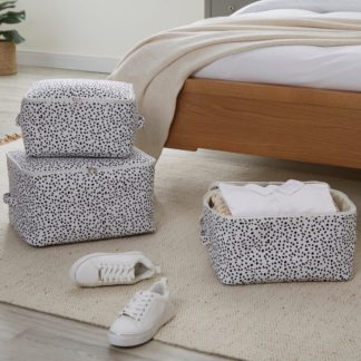 An Image of Set of 3 Fabric Storage Bags Dotty White Black and white