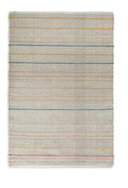 An Image of Habitat Striped Flatweave Wool Rug - Pink - 140x200cm