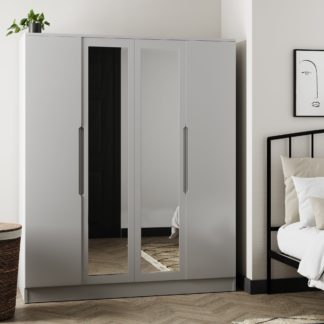 An Image of Larson Extra Large 4 Door Wardrobe Grey