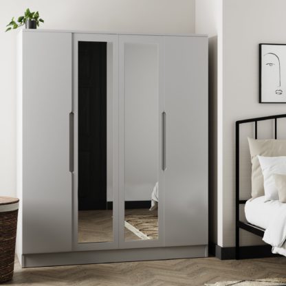 fb32067568ee0856cebbf72766ef366848c377a9869cbc188f698136f59cb6e5.jpg An Image of Larson Extra Large 4 Door Wardrobe Grey