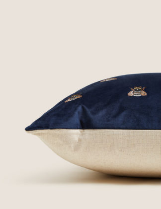 An Image of M&S Velvet Bee Embroidered Cushion