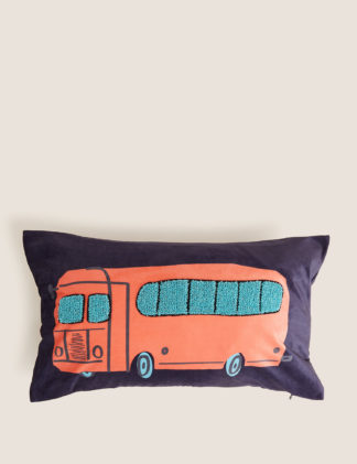 An Image of M&S Velvet Bus Textured Bolster Cushion