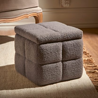 An Image of Sherpa Small Ottoman Ivory