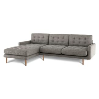 An Image of Habitat Fenner Left Corner Fabric Chaise - Black and White