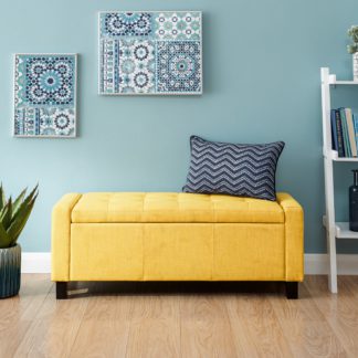 An Image of Verona Upholstered Ottoman Bench Mustard Mustard