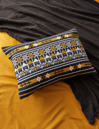 An Image of M&S X Fired Earth Casablanca Collection Marabout Bolster Cushion