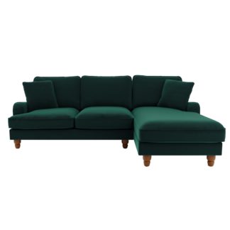 An Image of Beatrice Matte Velvet Right Hand Corner Sofa Green