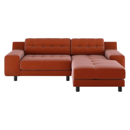 An Image of Habitat Hendricks Right Corner Velvet Chaise - Orange