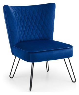 An Image of Julian Bowen Lisbon Velvet Chair - Blue
