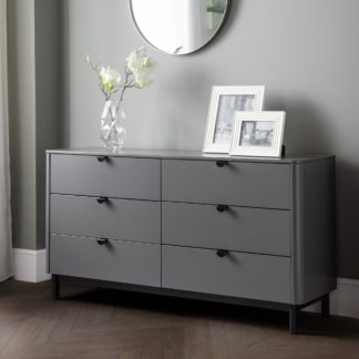 An Image of Chloe Wide 6 Drawer Chest Grey