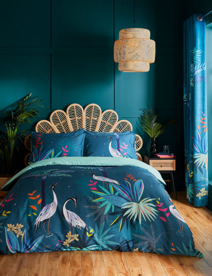 An Image of Sara Miller Pure Cotton Sateen Heron Bedding Set