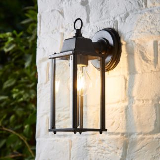 An Image of Ceres Outdoor Lantern Wall Light - Black