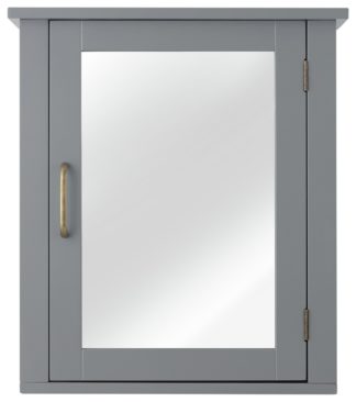 An Image of Teamson Home Mercer 1 Door Mirrored Cabinet - Grey