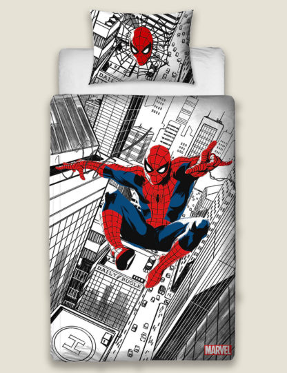 An Image of M&S Cotton Blend Spider-Man™ Single Bedding Set