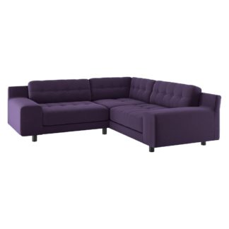 An Image of Habitat Hendricks Left Corner Velvet sofa - Dark Purple