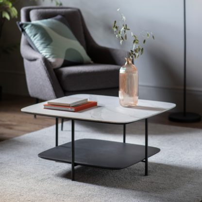 An Image of Fairfield Coffee Table, Marble Effect Black