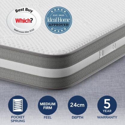 An Image of Silentnight S Geltex 1000 Pocket Sprung Mattress White