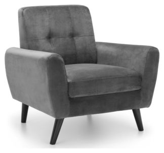 An Image of Julian Bowen Monza Velvet Armchair - Grey