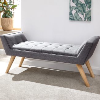 An Image of Milan Upholstered Bench Dark Grey Dark Grey
