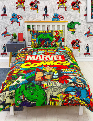 An Image of M&S Cotton Blend Marvel Comics™ Single Bedding Set