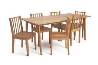 An Image of Habitat Nel Wood Effect Dining Table & 6 Oak Chairs