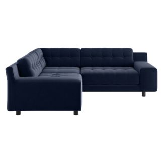 An Image of Habitat Hendricks Left Corner Velvet sofa - Navy Blue