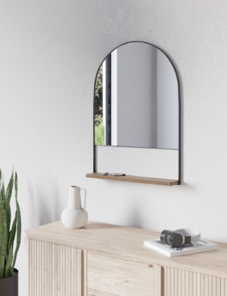 An Image of M&S Milan Medium Curved Mirror with Shelf