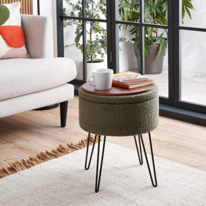 An Image of Joanna Sherpa Footstool Olive