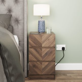 An Image of Taranto 3 Drawer Bedside Table Royal Walnut Royal Walnut