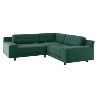 An Image of Habitat Hendricks Left Corner Velvet sofa - Emerald Green