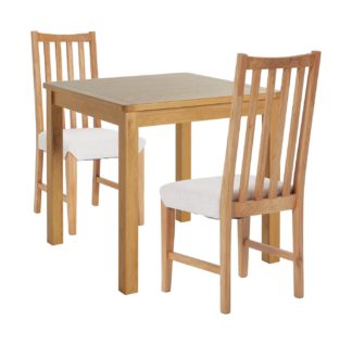 An Image of Habitat Ashwell Wood Veneer Dining Table & 2 Oak Chairs