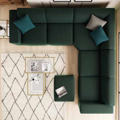 An Image of Modular Cruz Grey Velvet Corner Sofa with Footstool Steeple Grey