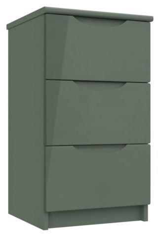 An Image of Legato 3 Drawer Bedside Table - Green