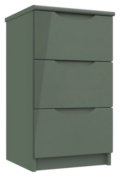 An Image of Legato 3 Drawer Bedside Table - Green