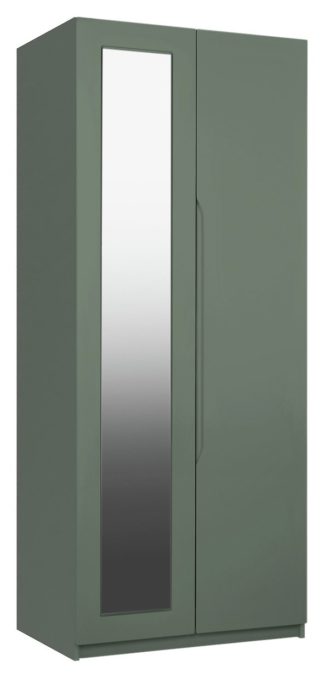 An Image of Legato 2 Door Mirrored Wardrobe - Green
