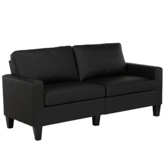 An Image of Rylie Faux Leather Sofa Black Black