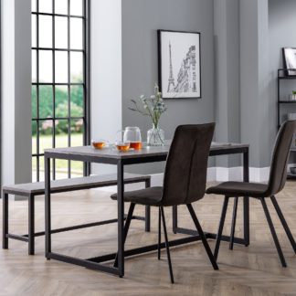 An Image of Staten Rectangular Dining Table with 1 Bench and 2 Monroe Chairs Grey