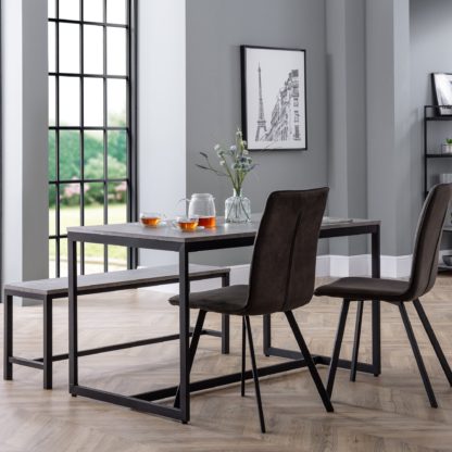 An Image of Staten Rectangular Dining Table with 1 Bench and 2 Monroe Chairs Grey
