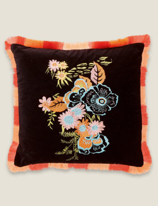 An Image of Ted Baker Velvet Retro Floral Cushion