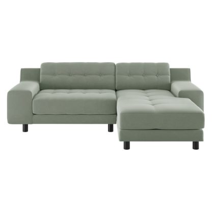 An Image of Habitat Hendricks Right Corner Velvet Chaise - Sage Green