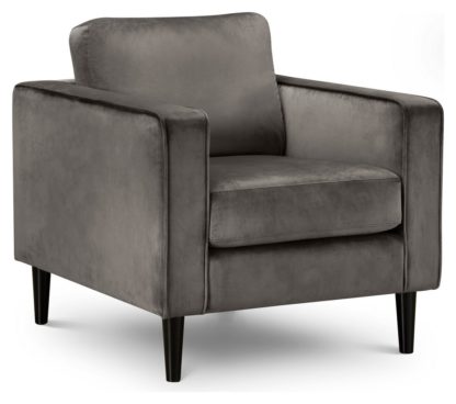 An Image of Julian Bowen Hayward Velvet Armchair - Grey